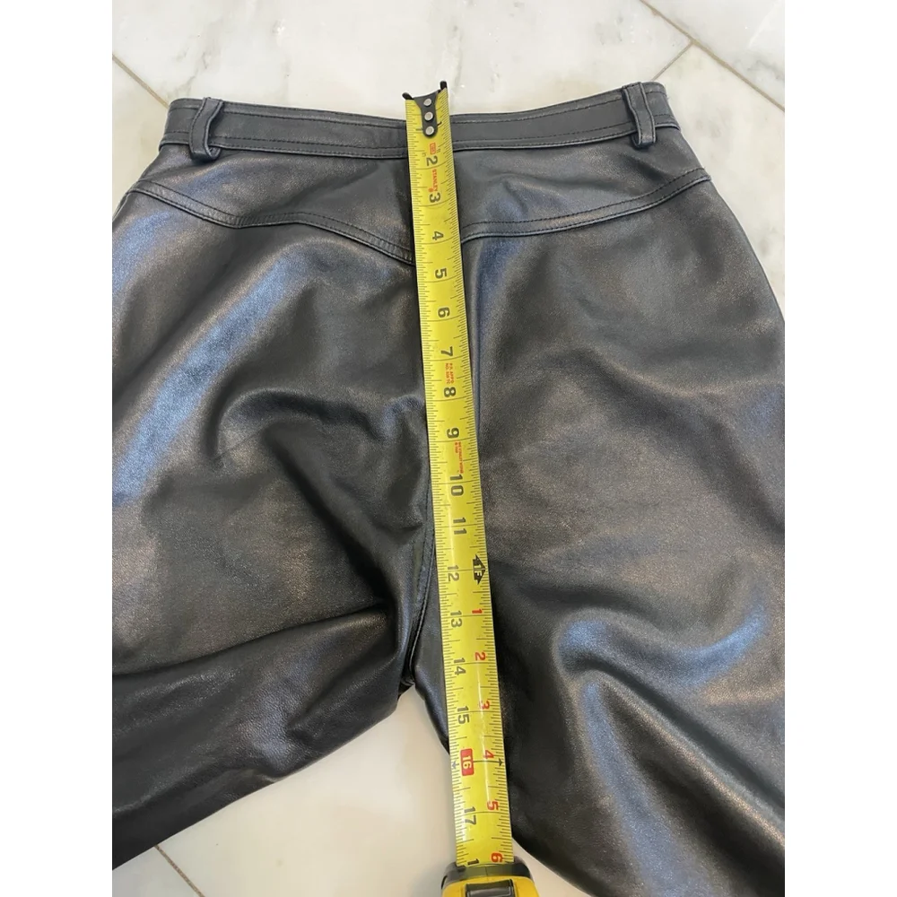 CRIPPLE CREEK Black Leather Long Straight Pants Pockets Waist 28 EUC - Picture 7 of 8